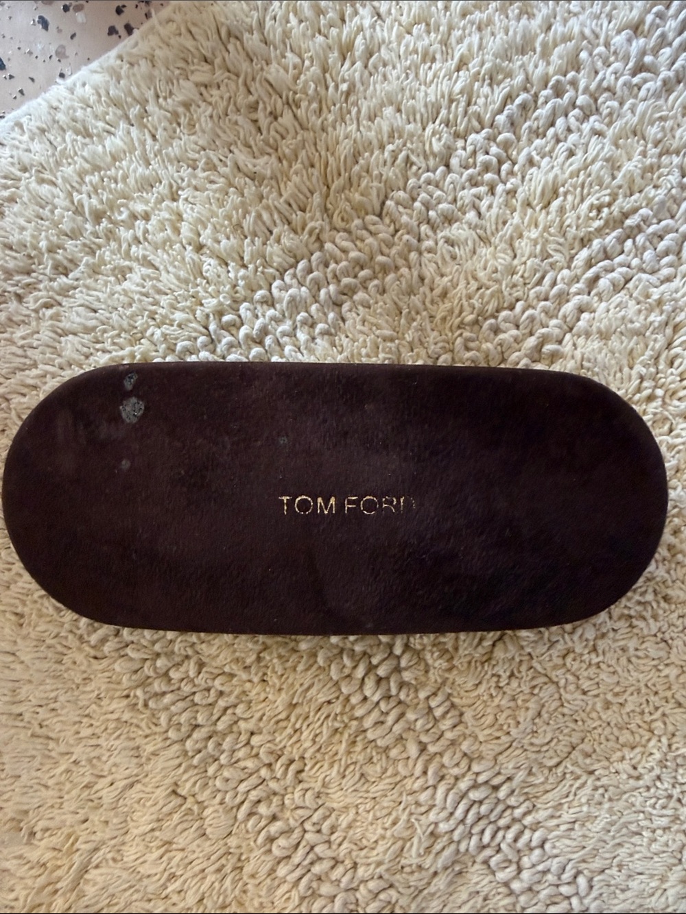Tom Ford Brown Suede Eyewear Case with Gold Logo